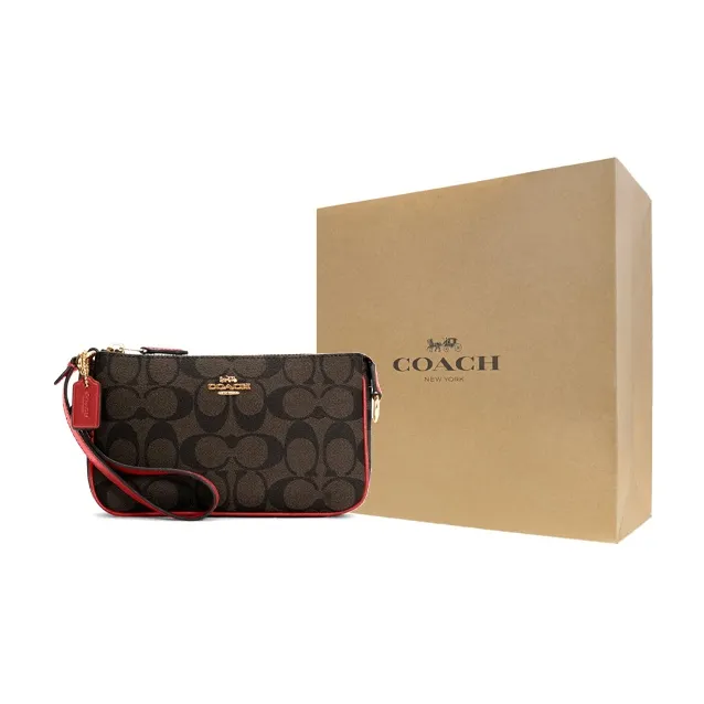COACH Nolita Canvas With Leather Pochette, Wrist Bag, One Shoulder Handbag, Clutch Small Size Women's Dark Brown-5