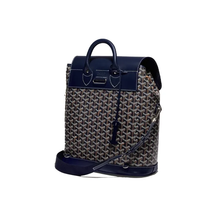 GOYARD Alpin Canvas With Leather Backpack Medium Size Unisex Marine Blue-2