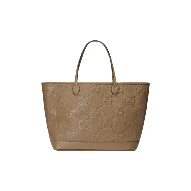 GUCCI Leather Tote Bag Shopping Bag Handbag Shoulder Bag Men's Taupe-0