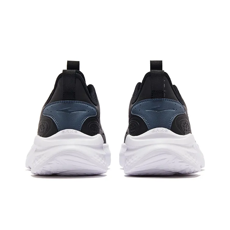 Erke Anti Slip Wear Resistant Low Top Sprint Running Shoes Men's Black White-3