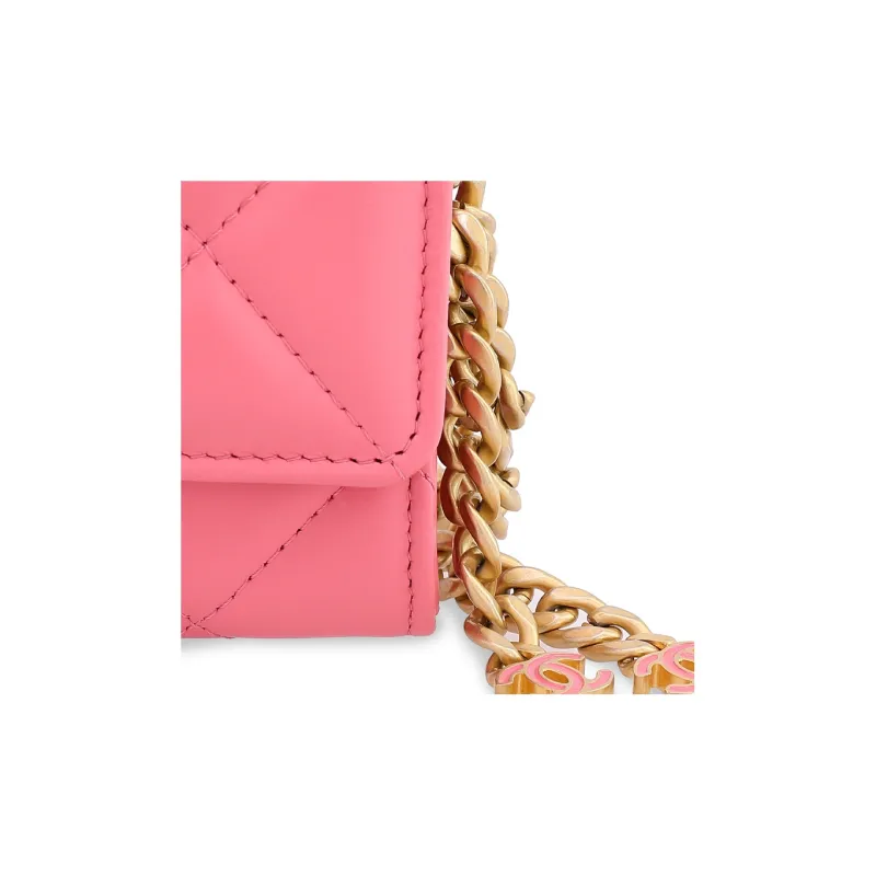 CHANEL Lambskin One Shoulder Crossbody Clutch Women's Pink-5