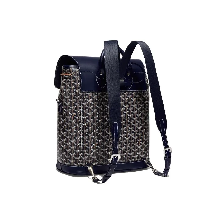 GOYARD Alpin Canvas With Leather Backpack Medium Size Unisex Marine Blue-1