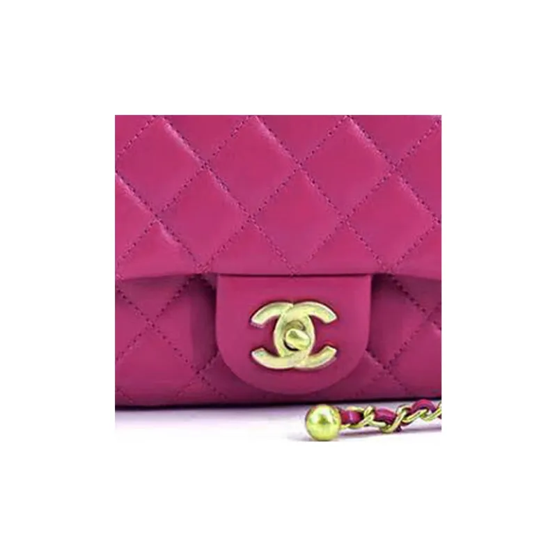 CHANEL Classic Flap CF Diamond Pattern Lambskin Mini Square Flap Bag, Shoulder Bag, Crossbody Bag Women's Purple-1