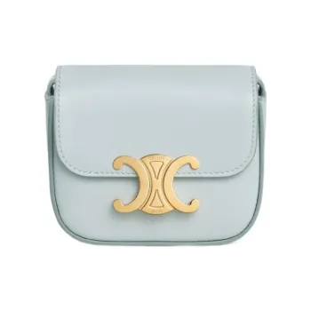 CELINE Triomphe Arc De Triomphe Calfskin Shoulder Bag, Crossbody Bag Mini Women's Soft Blue