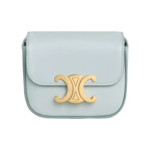 celine moyen Triomphe Arc De Triomphe Calfskin Shoulder Bag, Crossbody Bag Mini Women's Soft Blue