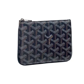 GOYARD SENAT Canvas With Calfskin Wallet Card Holder Clutch Mini Unisex Marine Blue