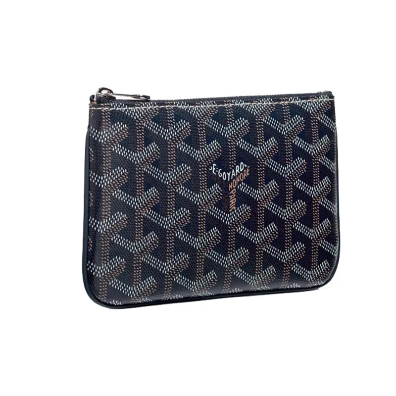 GOYARD SENAT Canvas With Calfskin Wallet Card Holder Clutch Mini Unisex Marine Blue-0