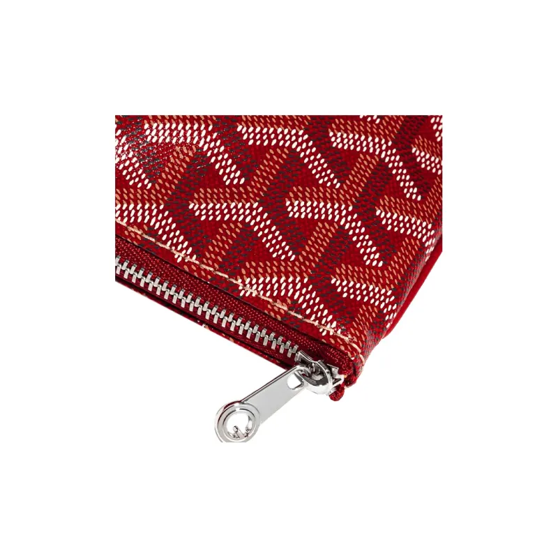 GOYARD SENAT Canvas With Calfskin Wallet Card Holder Clutch Mini Unisex Red-2