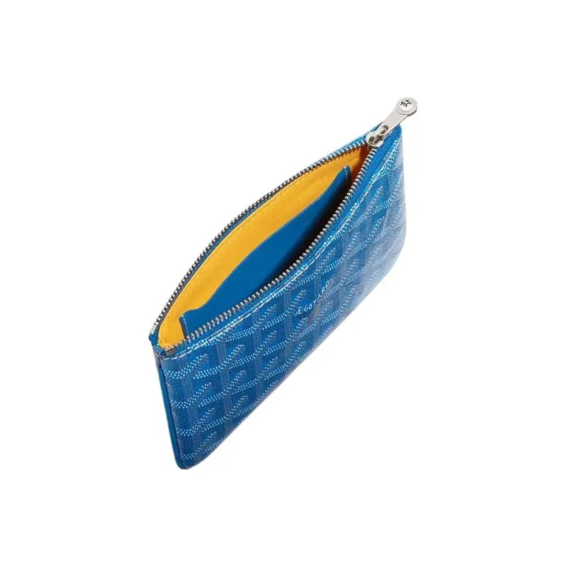GOYARD SENAT Canvas With Calfskin Wallet Card Holder Clutch Mini Unisex Blue-1