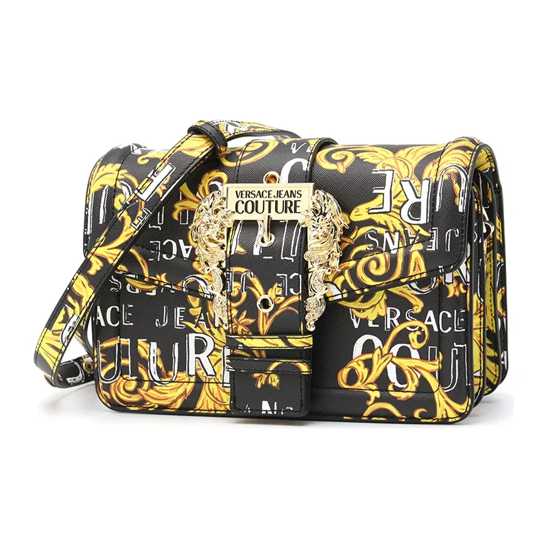 VERSACE JEANS COUTURE Artificial Leather Shoulder Bag, Crossbody Bag Medium Size Women's Black-1
