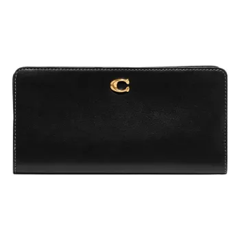 COACH Skinny Wallet Cow Leather Clutch Wallet Trumpets Women's Black