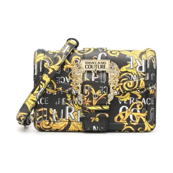 VERSACE JEANS COUTURE Artificial Leather Shoulder Bag, Crossbody Bag Medium Size Women's Black