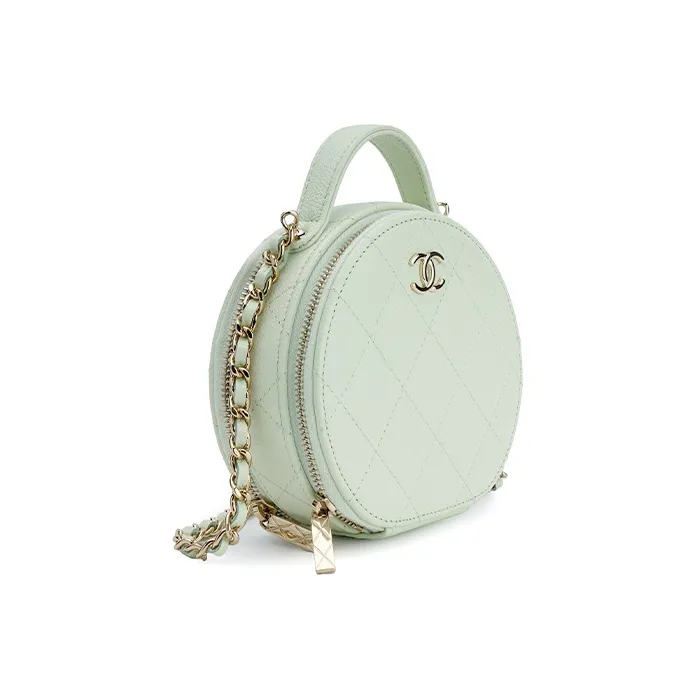 CHANEL Calfskin Round Bag, Handbag, Shoulder Bag, Crossbody Bag Women's Light Green-1