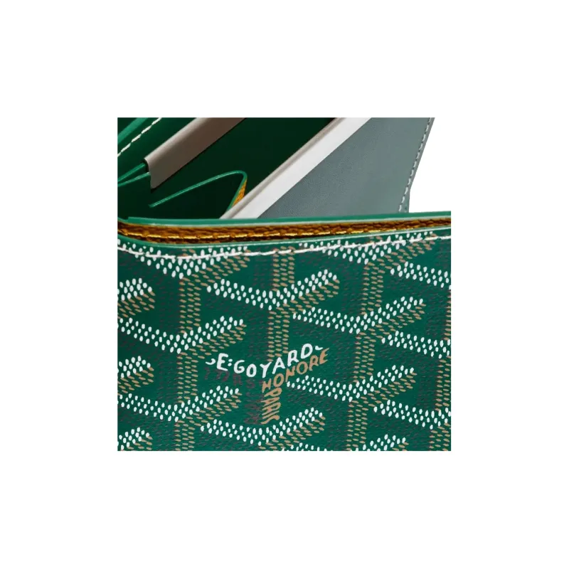 GOYARD SAINT FLORENTIN Canvas With Leather Wallet Unisex Green-6
