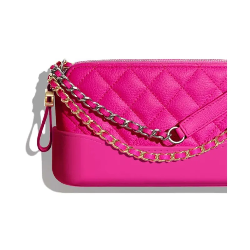 CHANEL Gabrielle Goatskin Shoulder Bag Extra Mini Women's Rose Red/Gold/Silver-4