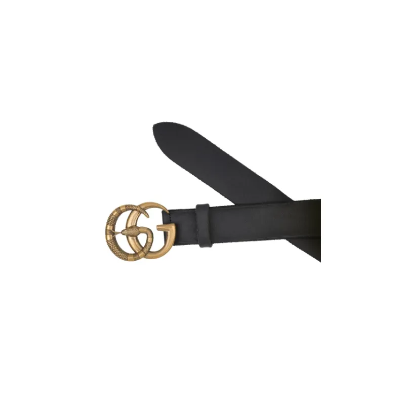 GUCCI Leather Belt Double G Buckle With Snake 1.5 Width-2