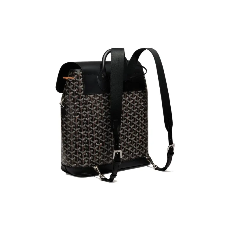 GOYARD Alpin Canvas With Leather Backpack Medium Size Unisex Black-4