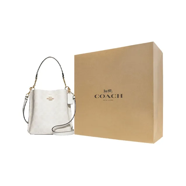 COACH Mollie Artificial Leather Bucket Bag Handbag Shoulder Bag Crossbody Bag Small Size Women's Chalk White-6