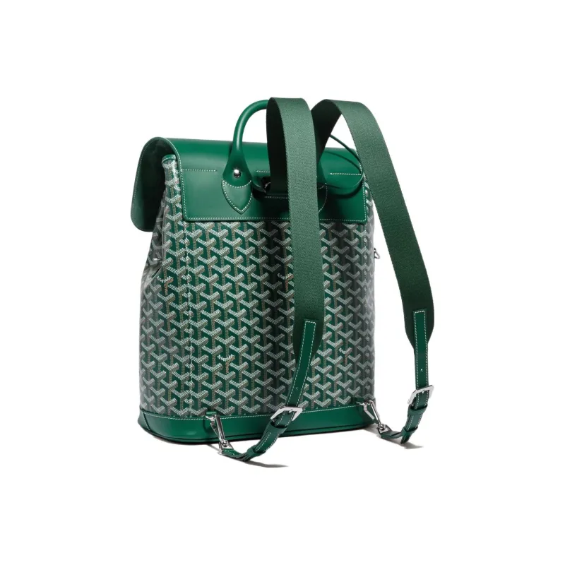 GOYARD Alpin Canvas With Leather Backpack Medium Size Unisex Green-1