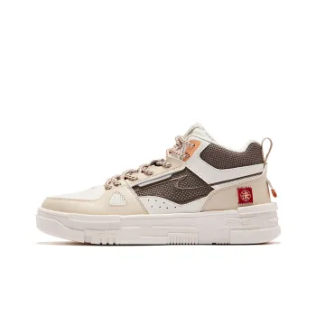 Erke Decisive Courage Anti Slip Wear Resistant Mid Top Skateboard Shoes Women's Beige