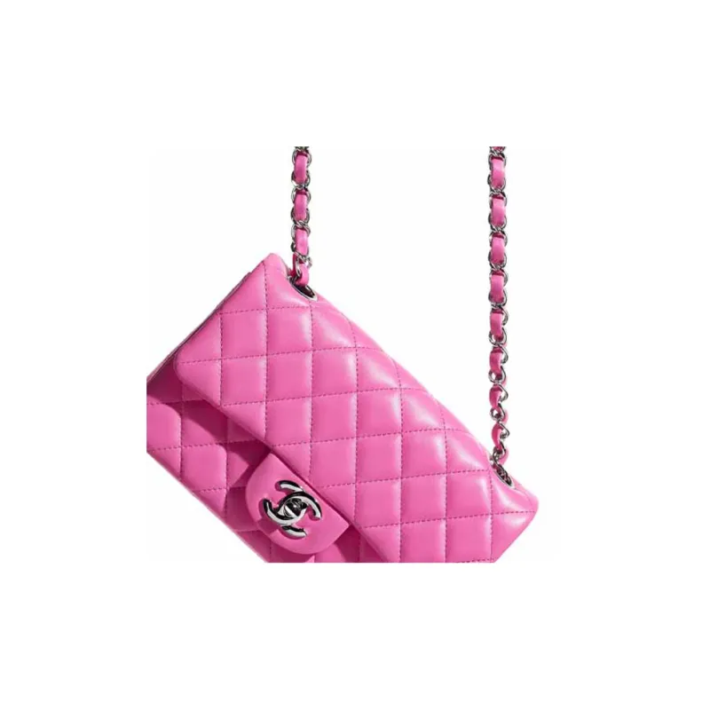 CHANEL Lambskin Crossbody Bag, Shoulder Bag Mini Women's Neon Pink Red-5