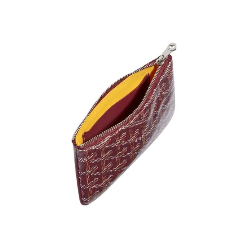 GOYARD SENAT Canvas With Calfskin Wallet Card Holder Clutch Mini Unisex Burgundy-1