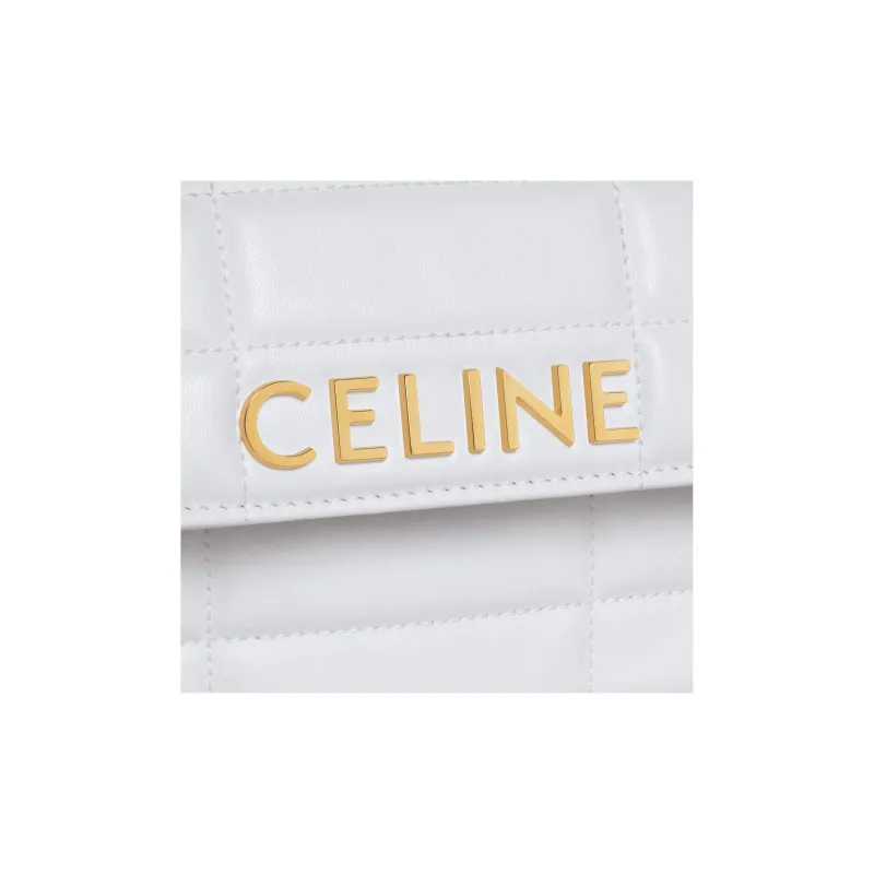 CELINE Cow Leather Crossbody Bag, Shoulder Bag Women's Arctica White-3