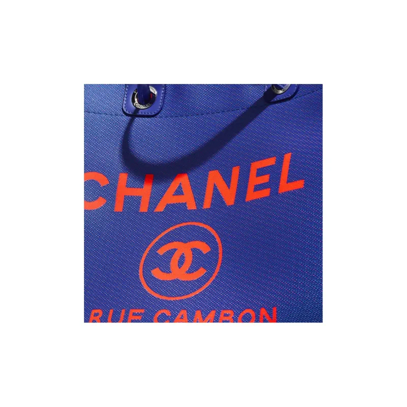 CHANEL Soft Napped Fabric Beach Bag, One Shoulder Handbag Tubas Women's Blue-3