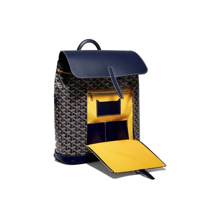 GOYARD Alpin Canvas With Leather Backpack Medium Size Unisex Marine Blue-4