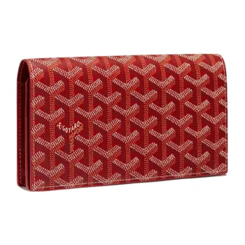 GOYARD RICHELIEU Canvas With Leather Wallet Unisex Red