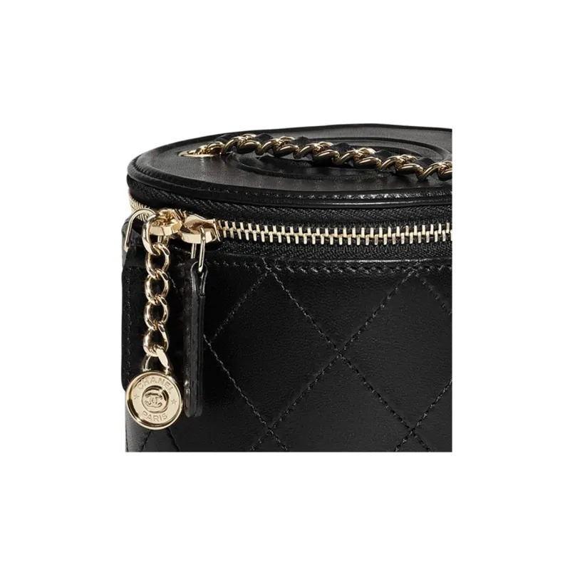 CHANEL Lambskin Cylinder Bag, Shoulder Bag Women's Black-5