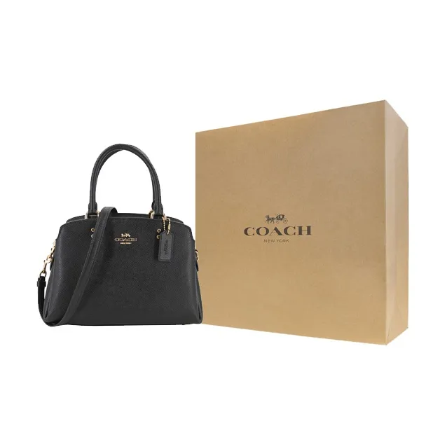 COACH Lillie Cross Stitch Leather Laptop Bags Briefcase Shoulder Bag Crossbody Bag Handbag Small Size Women's Black-7