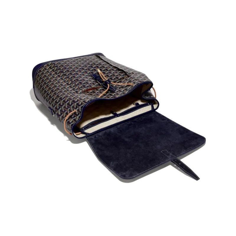 GOYARD Alpin Canvas With Leather Backpack Medium Size Unisex Marine Blue-3