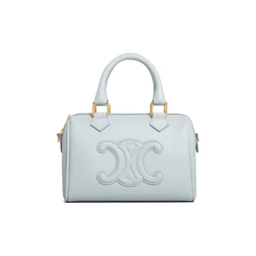 CELINE Triomphe Smooth Cow Leather Boston Bag Shoulder Bag Crossbody Bag Handbag Small Size Women's Soft Blue