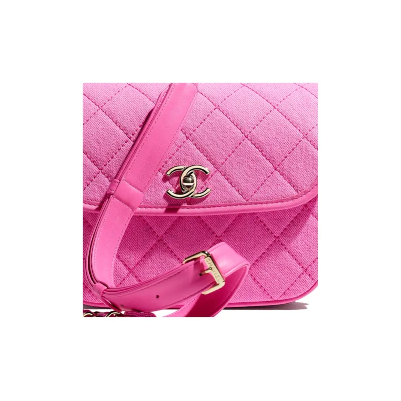 CHANEL Denim Chain Messenger Bag, Crossbody Bag, Shoulder Bag Trumpets Women's Neon Pink-3