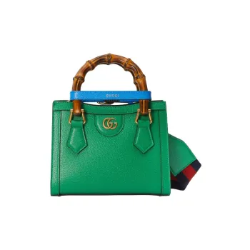 GUCCI Diana Leather Tote Bag Shopping Bag Shoulder Bag Handbag Mini Women's Green