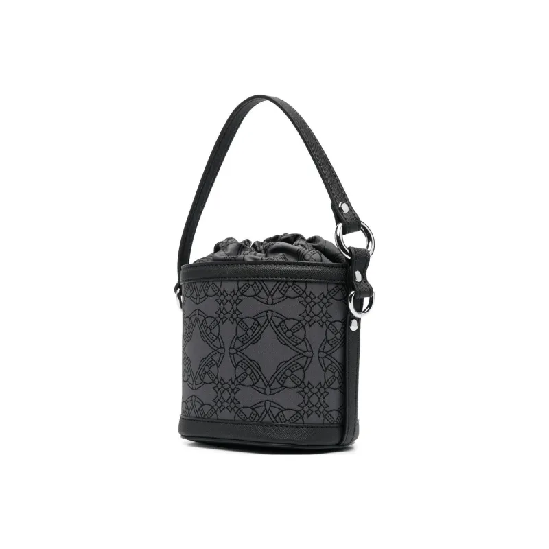 Vivienne Westwood DAISY Recycled Polyester Bucket Bag, Shoulder Bag, Crossbody Bag, Handbag Women's Gray/Black-1