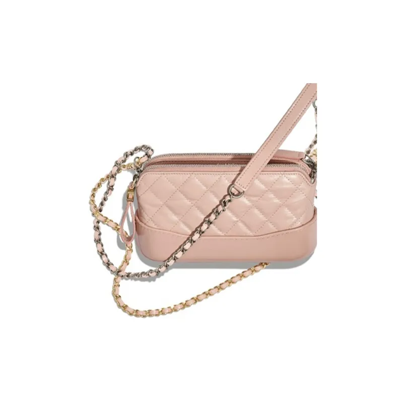 CHANEL Gabrielle Calfskin Shoulder Bag, Crossbody Bag Mini Women's Light Pink Red/Gold/Silver-3