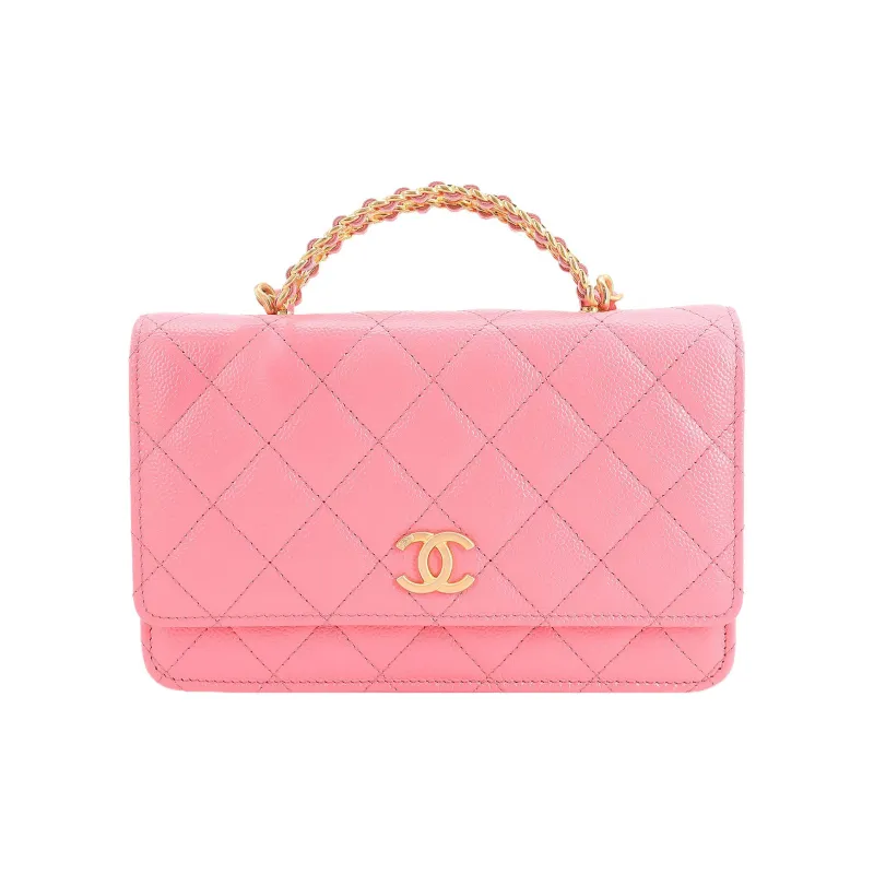CHANEL Grain Embossed Caviar Calfskin Shoulder Bag, Crossbody Bag, Handbag Women's Coral Pink-0