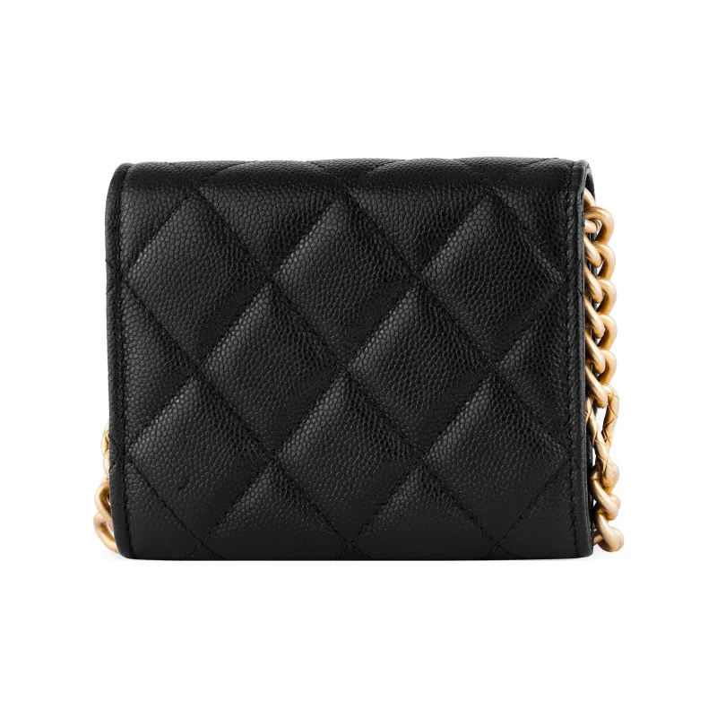 CHANEL Grain Embossed Calfskin Coin Purse, Clutch, Shoulder Bag, Crossbody Bag Women's Black-3