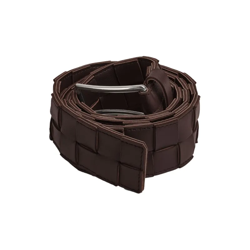 Bottega Veneta Sheepskin Leather Belts Men's Chocolate Brown 4CM-1