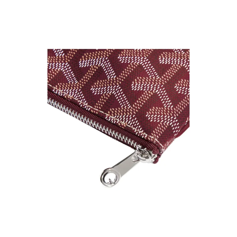 GOYARD SENAT Canvas With Calfskin Wallet Card Holder Clutch Mini Unisex Burgundy-2