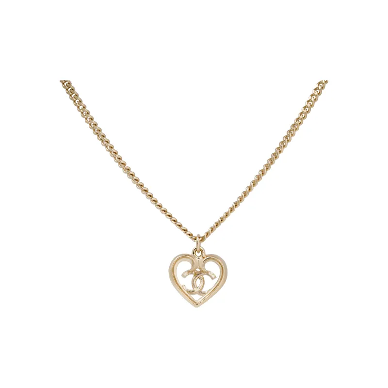 CHANEL 1995 Cc Heart Pendant Necklace-2