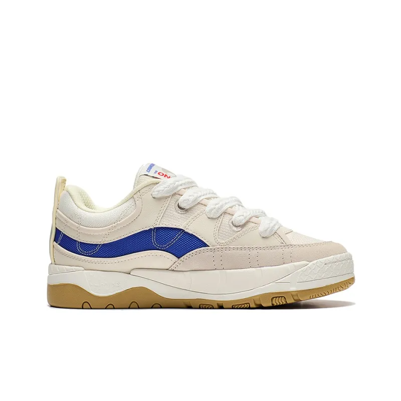 LiNing Reputation 3 Renowned 3.0 Anti Slip Wear Resistant Low Top Skateboard Shoes Women's Beige Blue-1