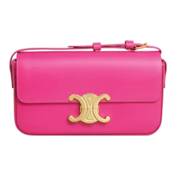 CELINE Triomphe Cow Leather Shoulder Bag, Handbag, Shoulder Bag Women's Bright Pink