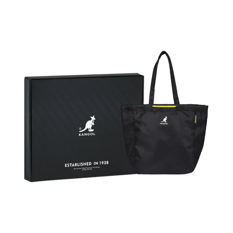 KANGOL Fabric Tote Bag, Shopping Bag, Handbag, Shoulder Bag Unisex Khaki/Black-1