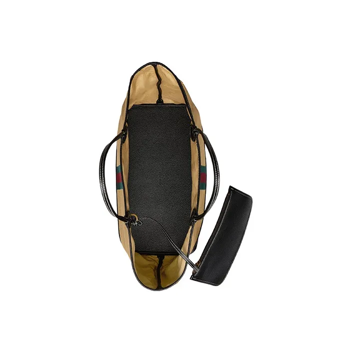 GUCCI Ophidia Canvas With Leather Trim Tote Bag Shopping Bag Handbag Large Size Men's Light Brown-8