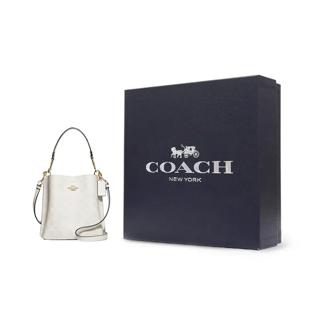COACH Mollie Artificial Leather Bucket Bag Handbag Shoulder Bag Crossbody Bag Small Size Women's Chalk White-8