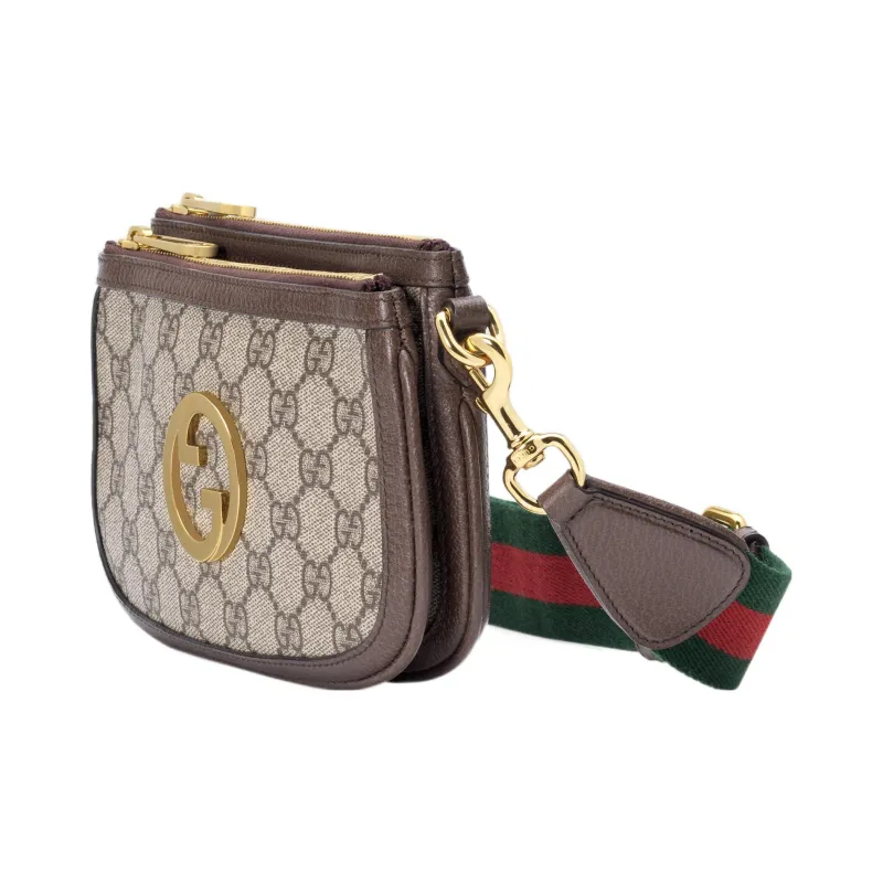 GUCCI Blondie Leather Paneled Canvas Crossbody Bag, Shoulder Bag Women's-1