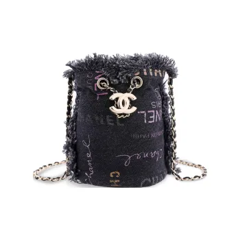CHANEL Denim Bucket Bags Crossbody Bag, Shoulder Bag Women's Black